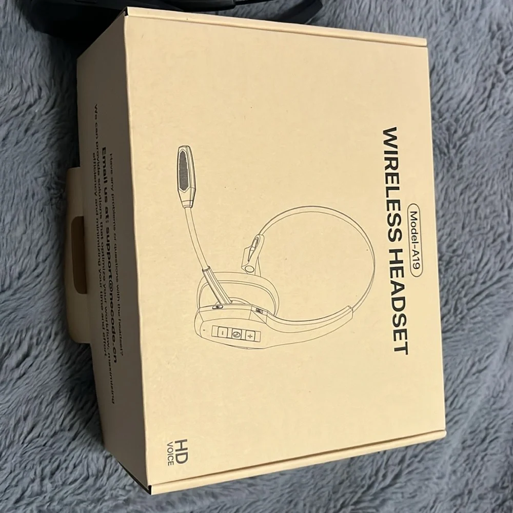 Wireless Bluetooth headset with microphone.